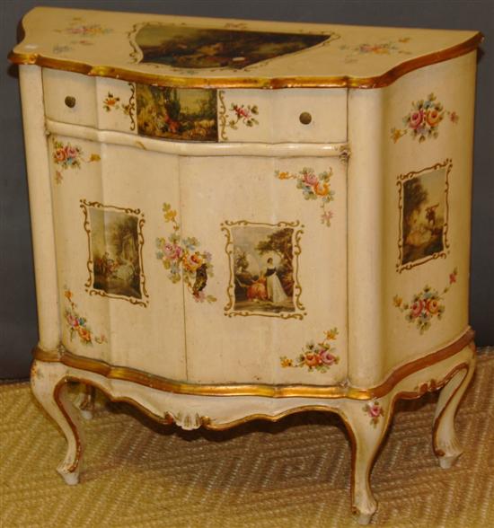 Appraisal: ITALIAN DECORATED COMMODE A decorative italian paint decorated serpentine commode