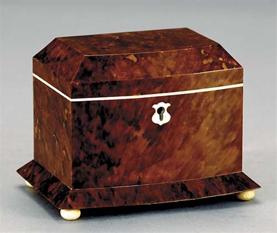 Appraisal: Regency style inlaid shell tea caddy th centurycasket-form with chamfered