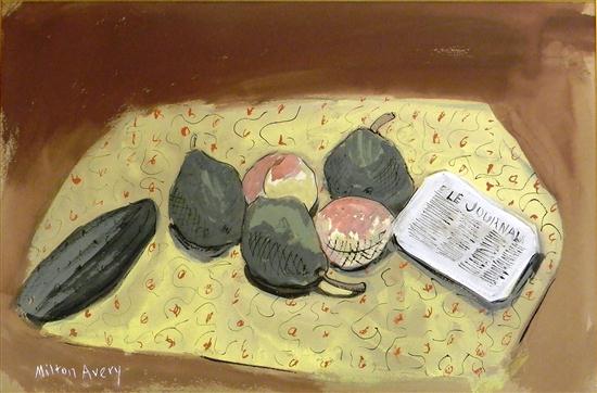 Appraisal: Milton Avery American - gouache on buff-colored paper ''Still Life