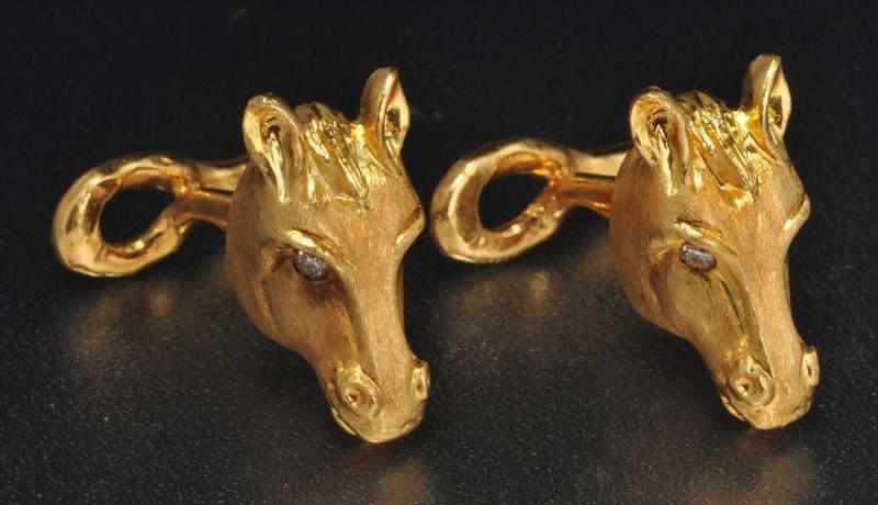 Appraisal: Pair of K Y Gold Diamond Cuff Links Description Solid