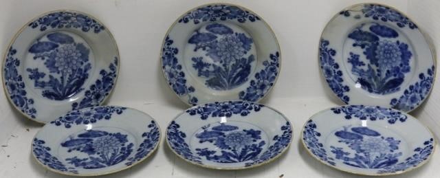 Appraisal: SIX TH C DELFT DIAMETER PLATES BLUE FLORALASIAN DESIGN ARE