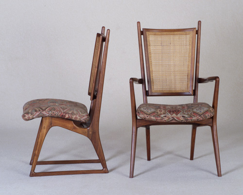 Appraisal: VLADIMIR KAGAN Four walnut dining chairs two arm- and two