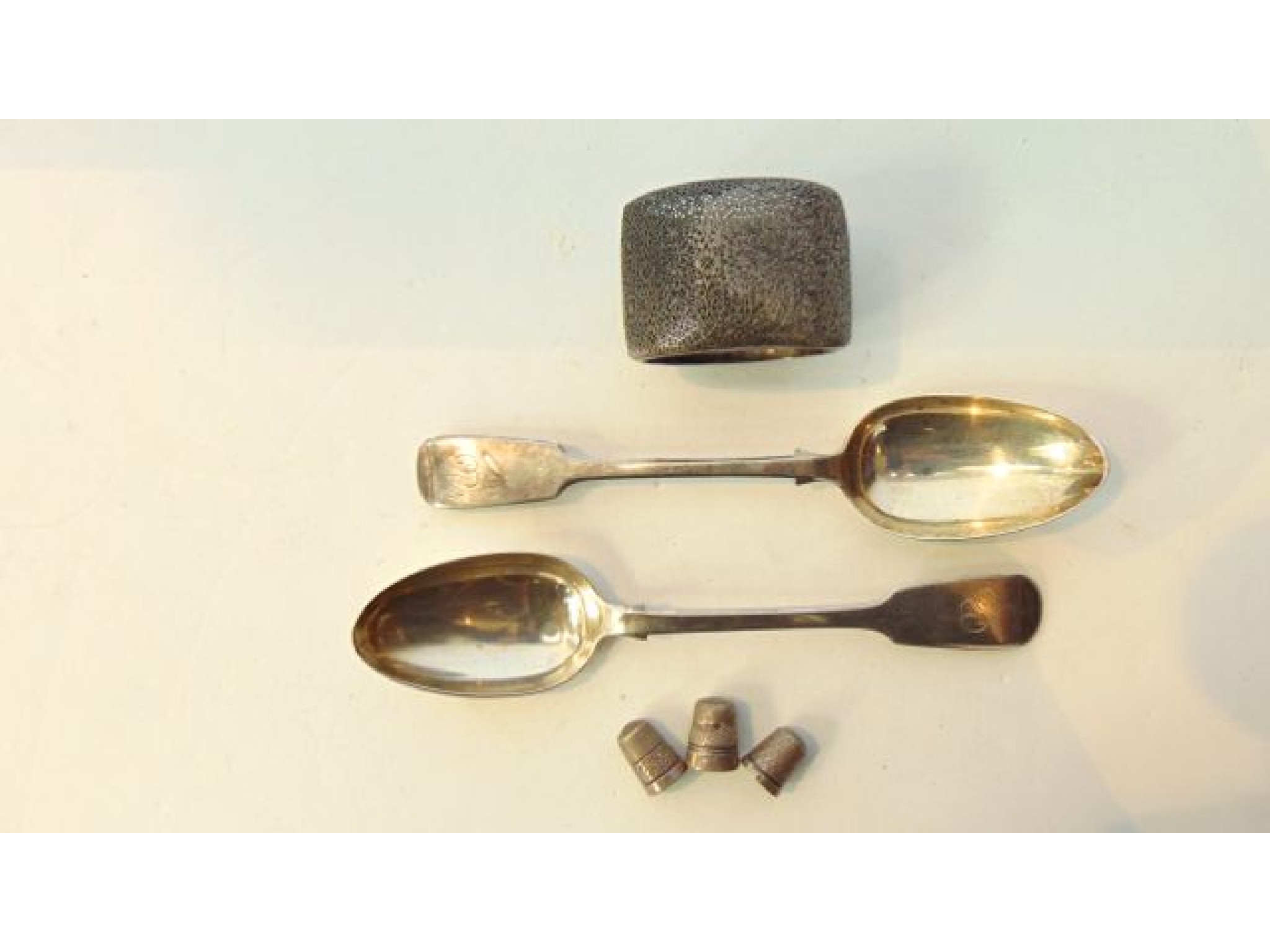 Appraisal: A pair of William IV silver Fiddle pattern tablespoons William