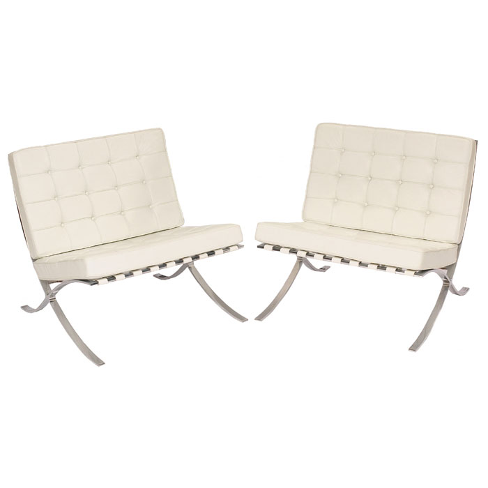 Appraisal: Mies van der Rohe Barcelona chairs pair by Knoll white