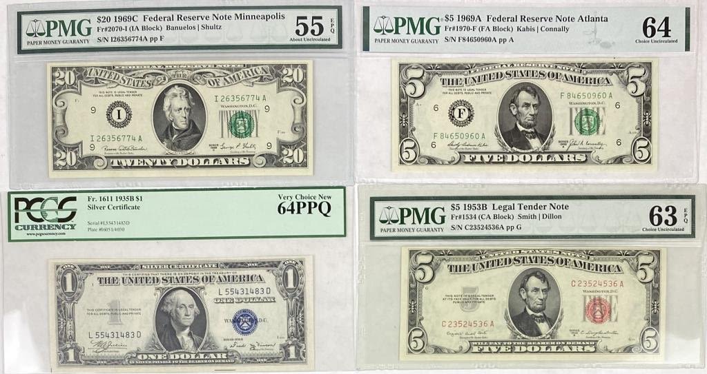 Appraisal: High Grade US Small Currency Notes -B Sliver Certificate L-D