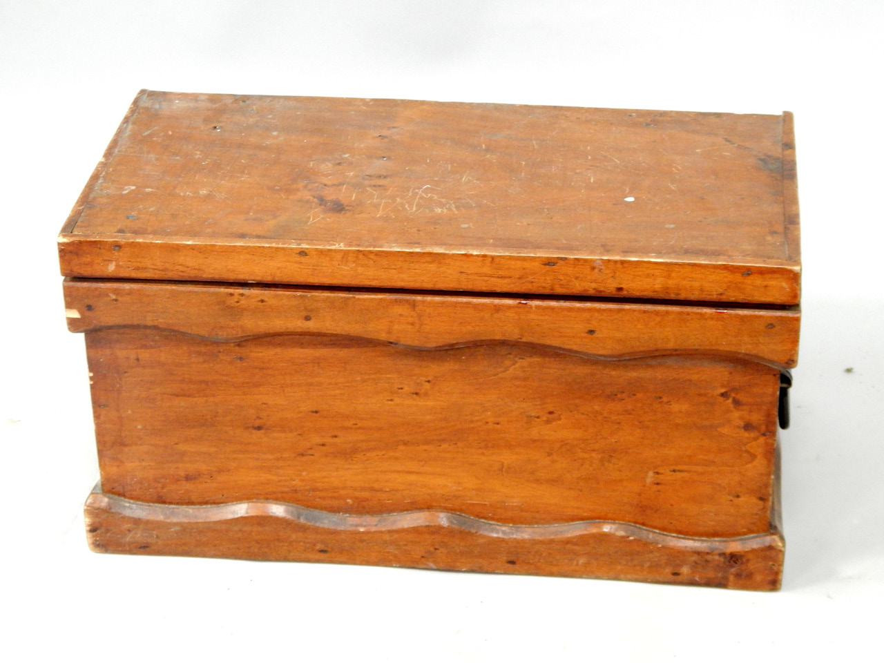 Appraisal: A late Victorian deal chest with hinged lid and two