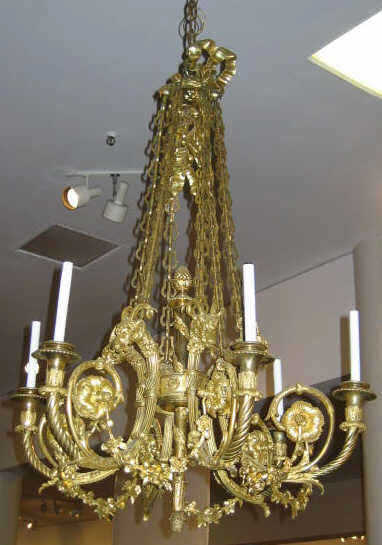 Appraisal: FINE FRENCH LOUIS XVI STYLE GILT BRONZE CHANDELIER The top