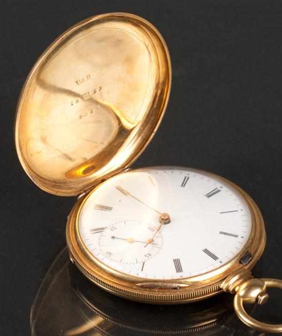 Appraisal: K gold hunting-case pocket watch lid marked ''C D ''