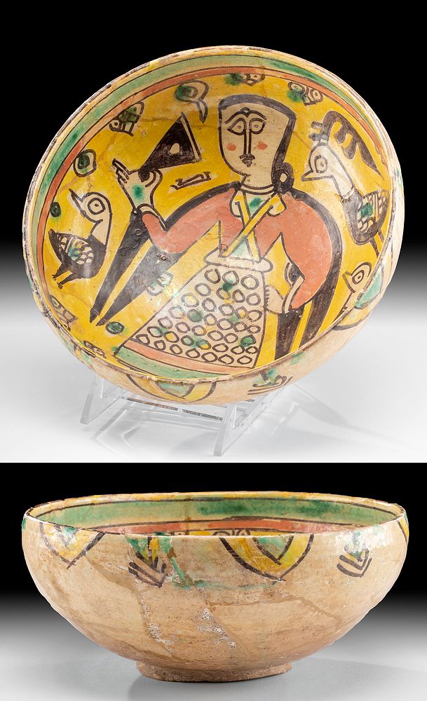 Appraisal: th C Persian Nishapur Polychrome Bowl ex-Bonhams Western Asia modern