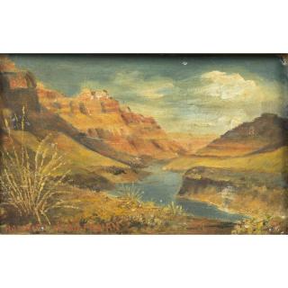 Appraisal: Harriet Fabian Painting Framed oil on canvasboard canyon scene Harriet