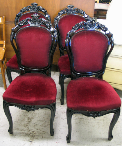 Appraisal: SET OF FOUR VICTORIAN STYLE MAHOGANY DINING CHAIRS with carved