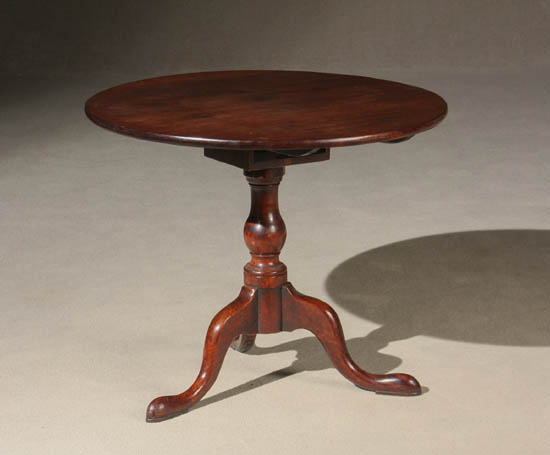 Appraisal: George III Mahogany Tip-Top Tripod Tea Table Circa - Restorations