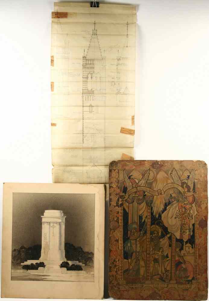 Appraisal: EARLY th c ARCHITECTURAL DRAWINGS - Including South Tower Elevation