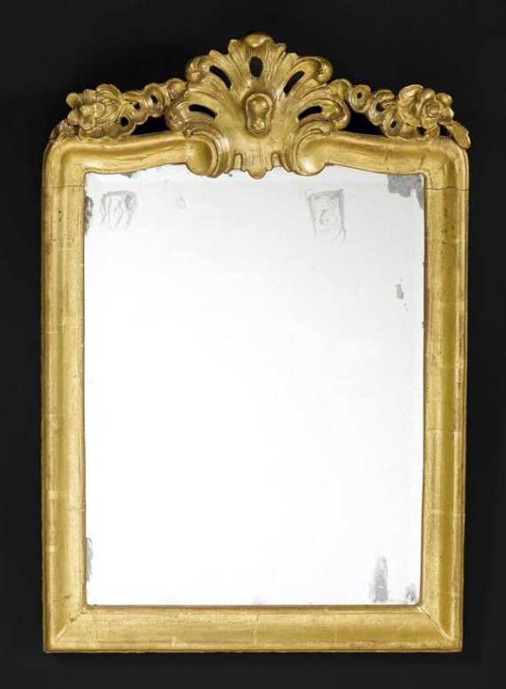 Appraisal: SMALL PIERCED AND CARVED GILTWOOD MIRROR Louis XV probably Bern