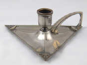 Appraisal: A WMF triangular chamber candlestick in the Jugendstil manner x