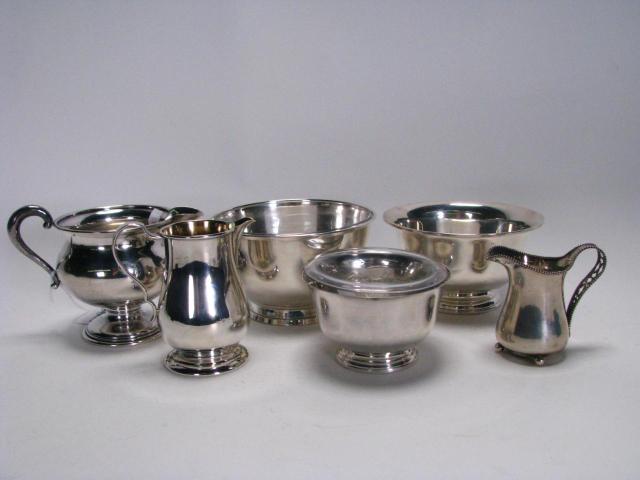 Appraisal: Group of sterling tableware and bowls including a handled creamer