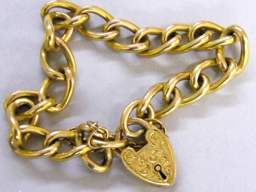 Appraisal: ct rose gold curb link bracelet with a padlock clasp