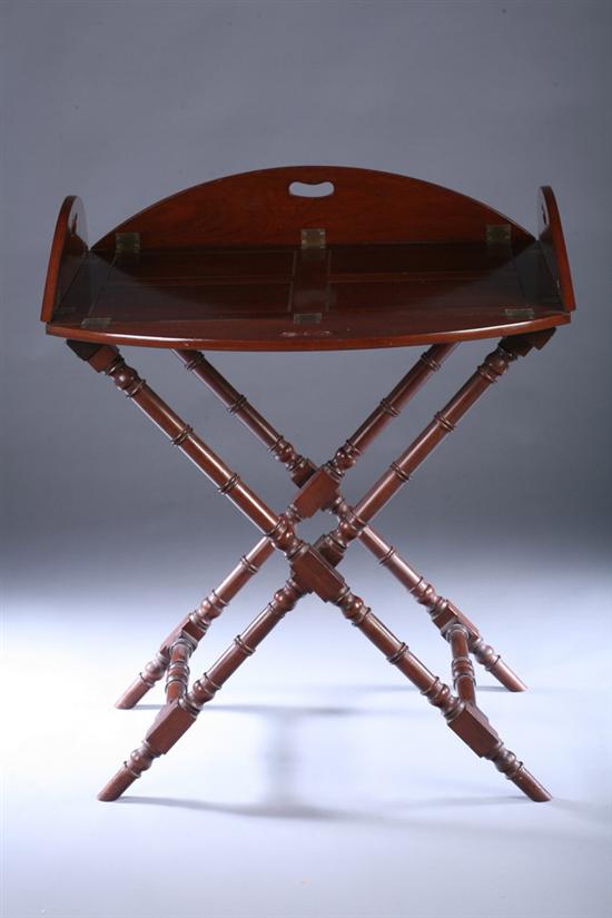 Appraisal: LATE REGENCY STYLE MAHOGANY FOLDING BUTLER'S TRAY ON STAND th