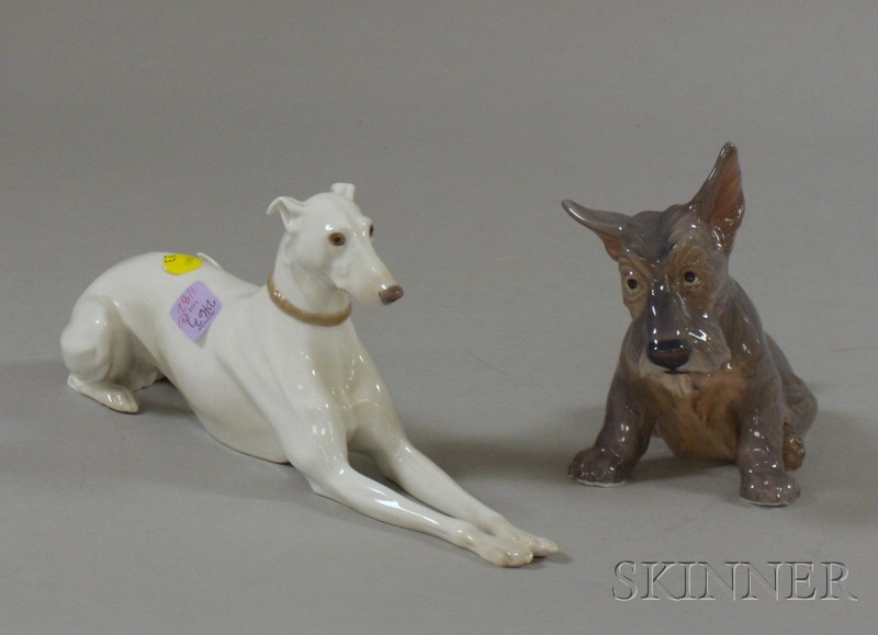 Appraisal: Bing Grondahl Porcelain Recumbent Greyhound and a Dahl Jensen Porcelain