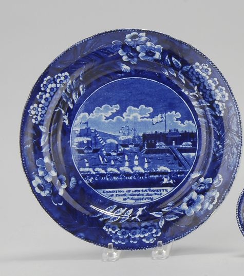 Appraisal: HISTORICAL BLUE AND WHITE STAFFORDSHIRE PLATE Circa Landing of Gen