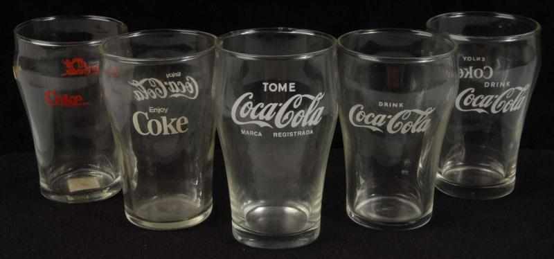 Appraisal: Lot of Coca-Cola Glasses Description All are bell-shaped and one