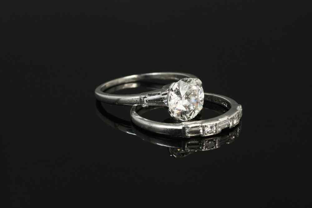 Appraisal: WEDDING SET - Antique platinum lady's wedding set with traditional