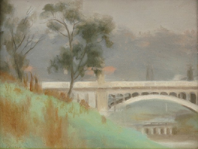 Appraisal: Clarice Beckett - Punt Road Bridge Yarra River oil on