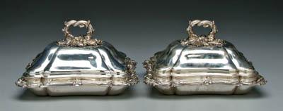 Appraisal: Pair English silver entr eacute e dishes shaped rectangular dome