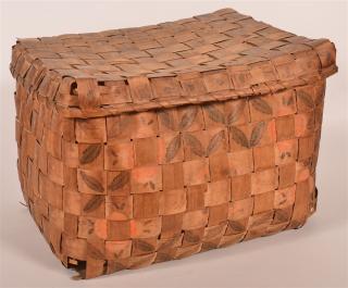 Appraisal: th C Stamp Decorated Woven Splint Oak Basket th C