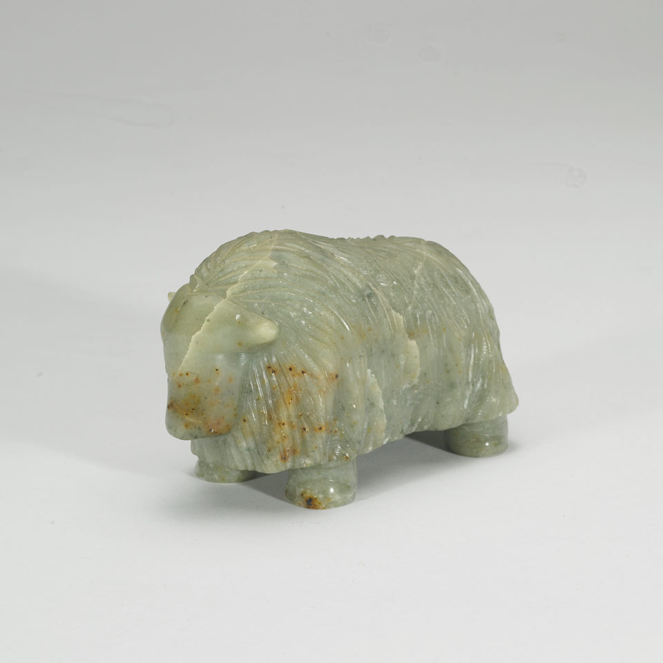 Appraisal: attr to JONASIE QUARQORTOQ FABER MUSK OX jade signed indistinctly