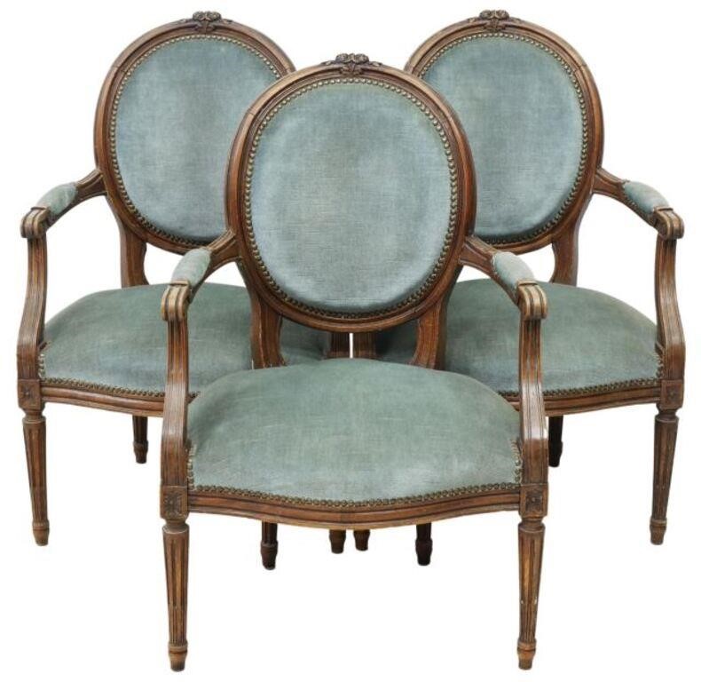 Appraisal: lot of French Louis XVI style armchairs early th c