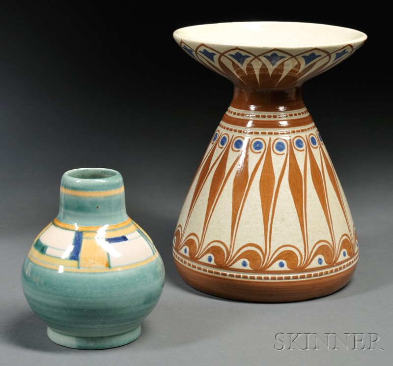 Appraisal: Two Gouda Pottery High Glaze Vases Holland early th century