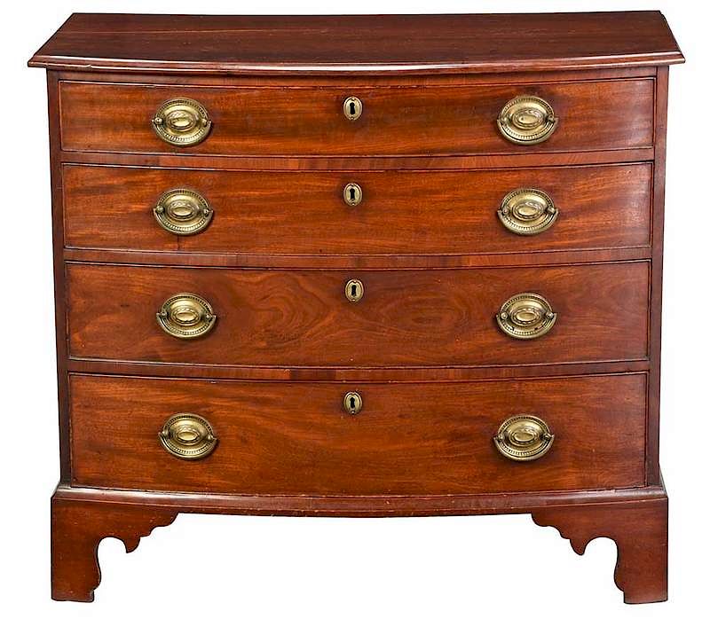 Appraisal: American Federal Mahogany Bow Front Chest Massachusetts circa figured mahogany