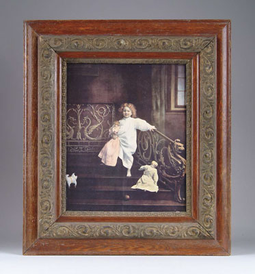 Appraisal: FRAMED VICTORIAN PRINT Half-toned illustration of child on staircase SIZE