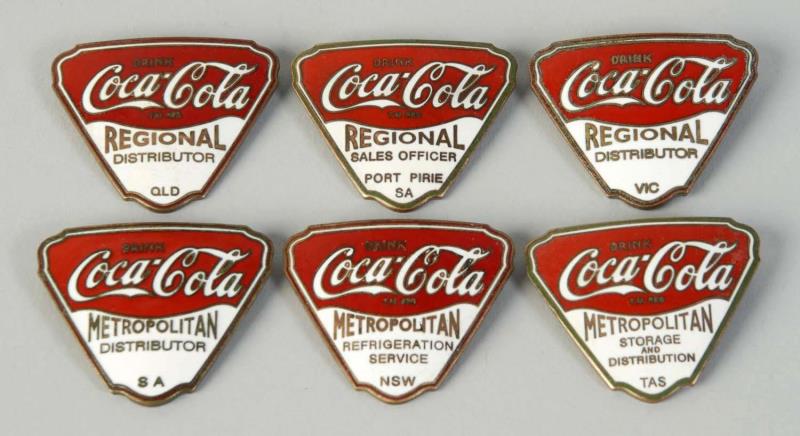 Appraisal: C s Austrailian Coca-Cola Enameled Pinbacks History is unknown to