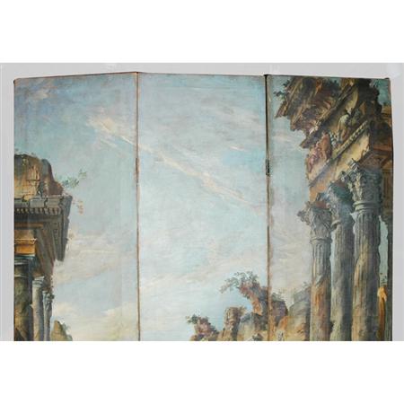 Appraisal: Italian Neoclassical Style Painted Three-Panel Canvas Screen Estimate -