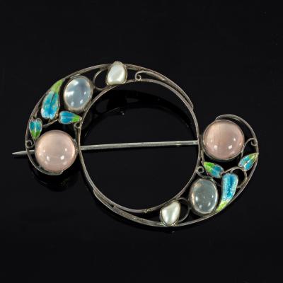 Appraisal: Charles Horner an Art Nouveau silver brooch of stylised scroll