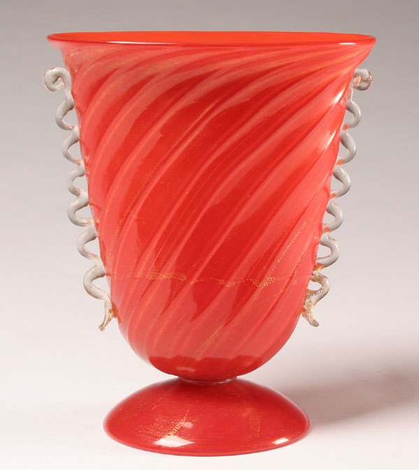 Appraisal: Seguso Vetri d'Arte vase designed by Flavio Poli Opaque red