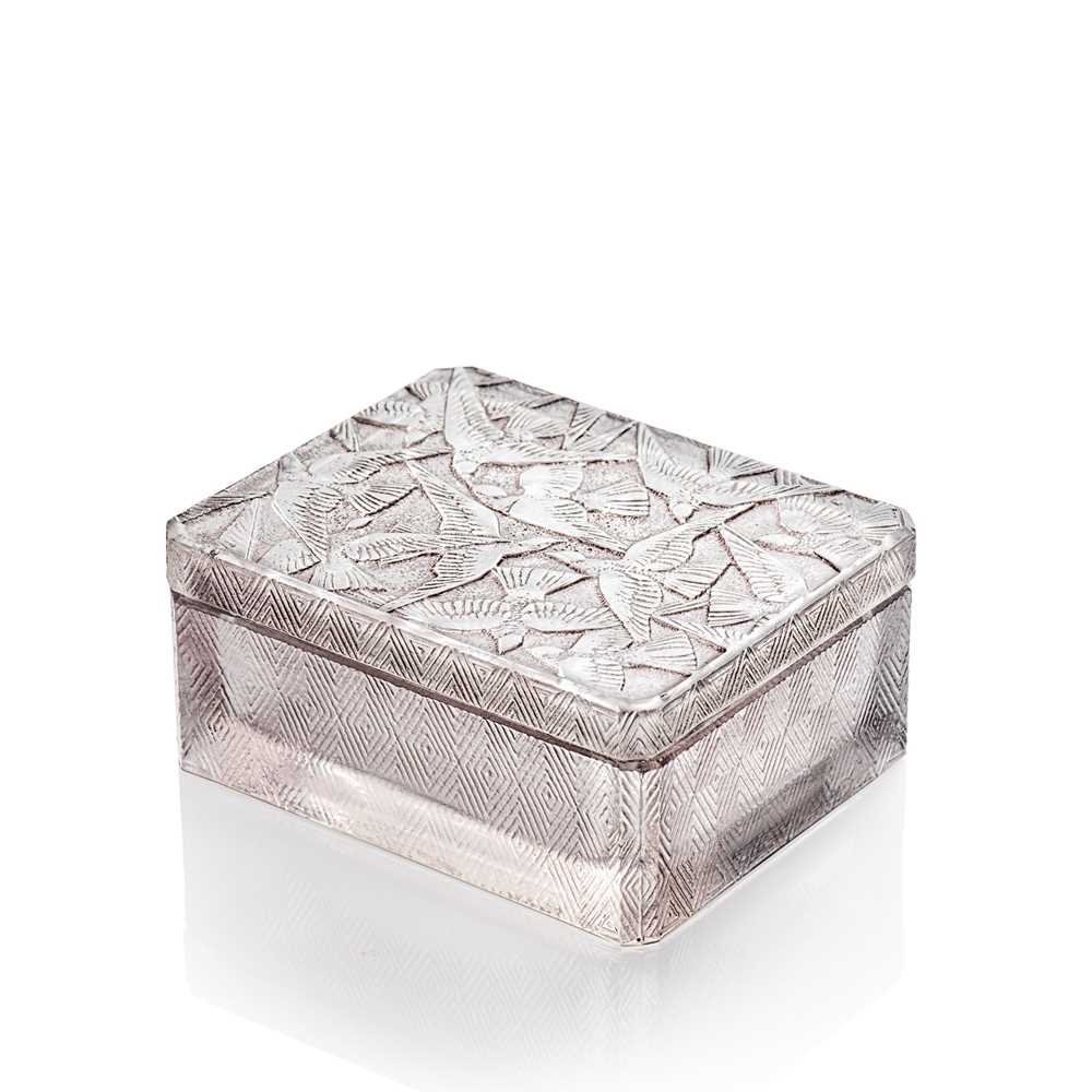 Appraisal: REN LALIQUE FRENCH - HIRONDELLES BOX NO designed clear frosted