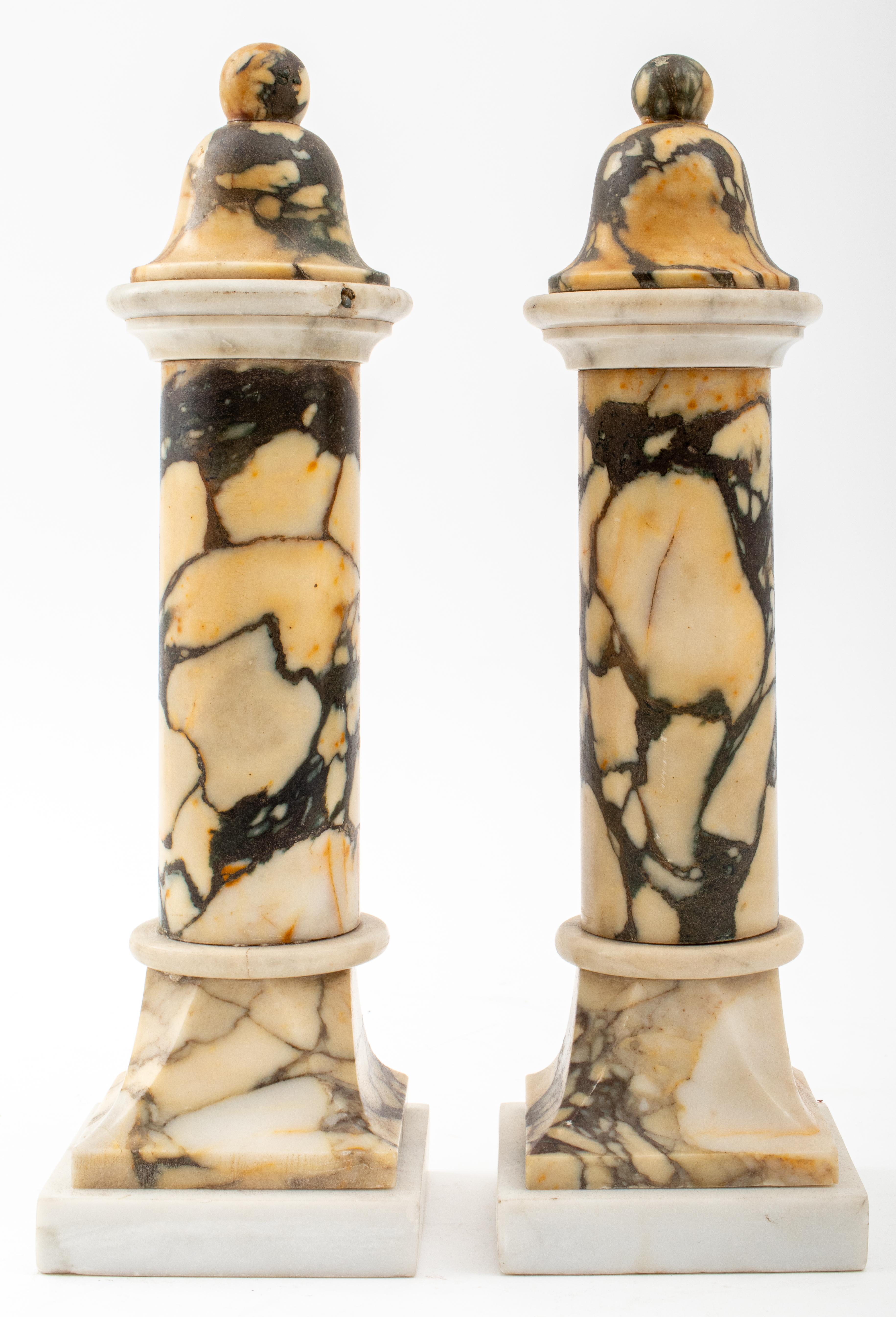 Appraisal: GRAND TOUR MANNER MARBLE COLUMNS PAIR Pair of Grand Tour