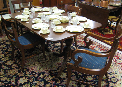 Appraisal: FEDERAL STYLE MAHOGANY DINING TABLE AND CHAIR SET American mid