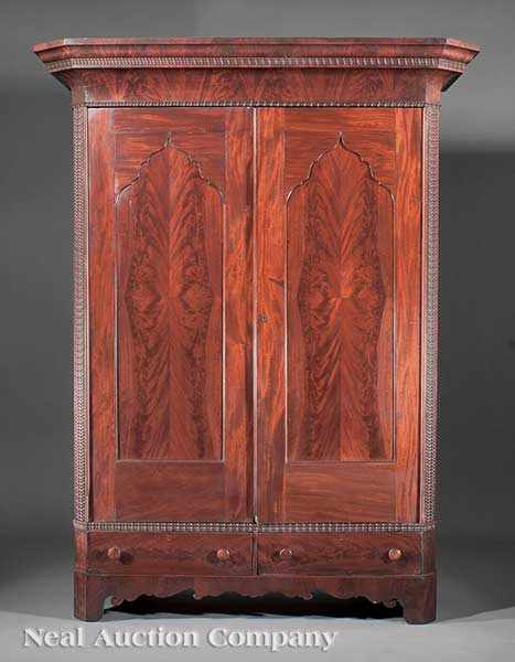 Appraisal: An American Late Classical Carved Mahogany Armoire mid- th c