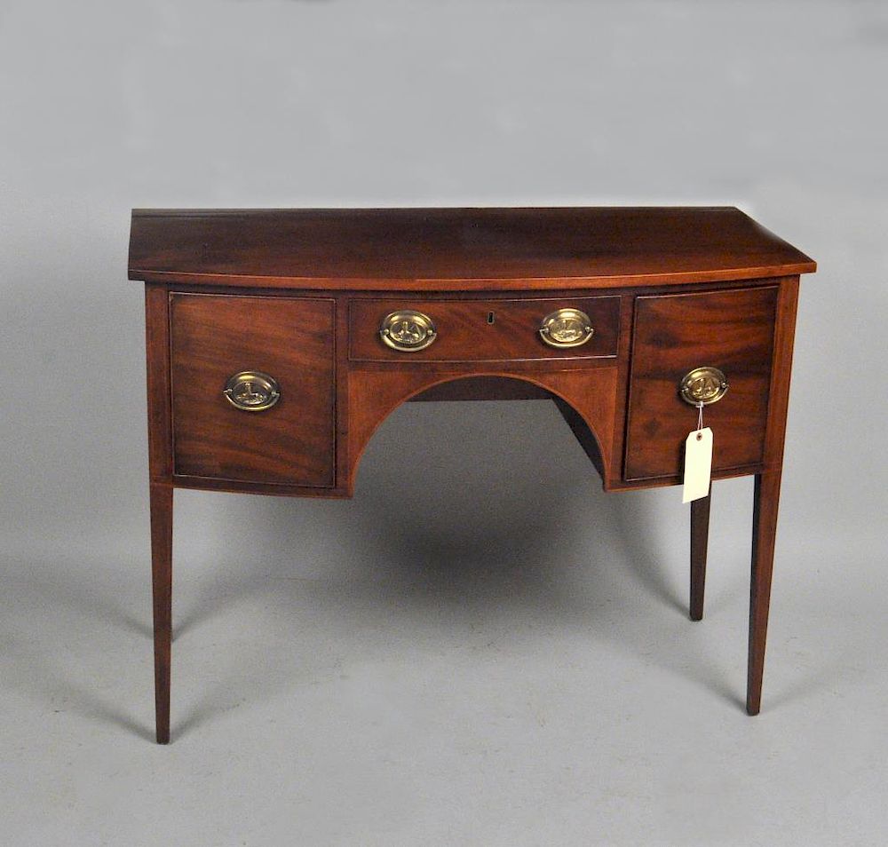 Appraisal: Diminutive George III Mahogany Swell Front Server with string inlaid