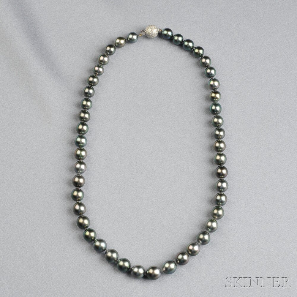 Appraisal: Tahitian Pearl Necklace composed of forty-five pearls graduating slightly from