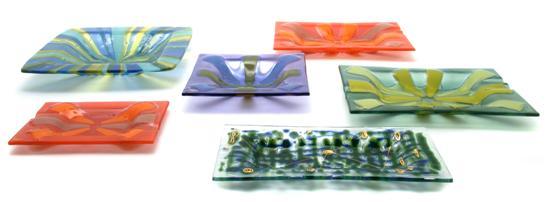 Appraisal: Collection of Six Higgins Glass Dishes each of rectangular or