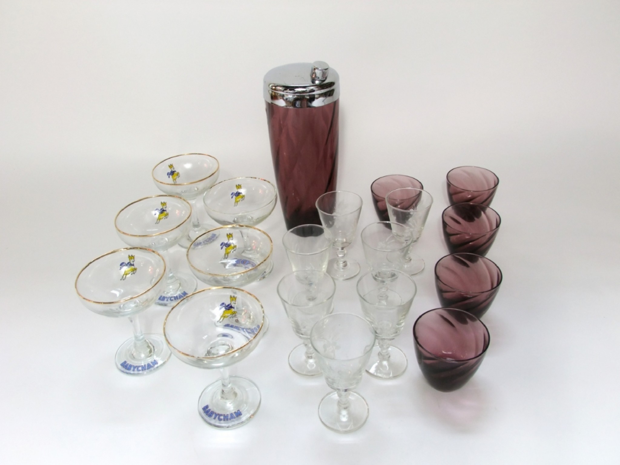 Appraisal: A collection of Babycham drinking glasses together with a th