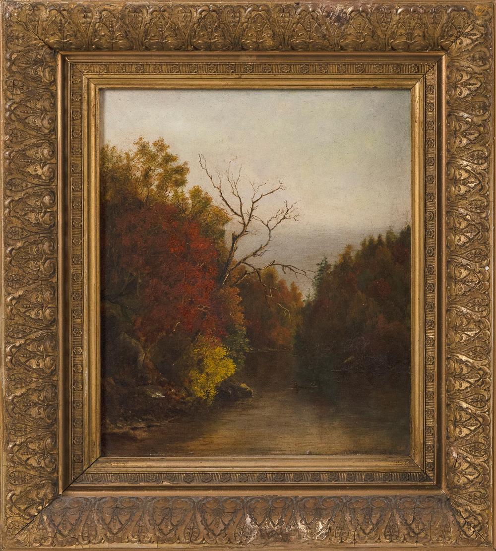 Appraisal: AMERICAN SCHOOL TH CENTURY RIVER FOLIAGE OIL ON BOARD X