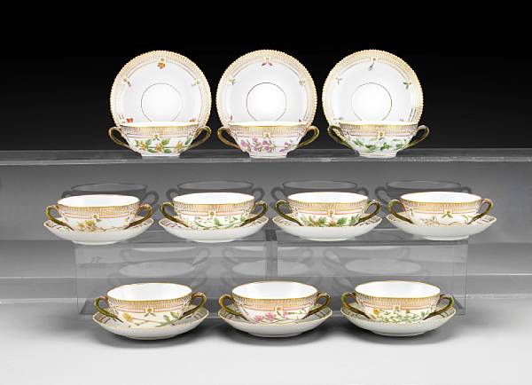 Appraisal: A set of ten Royal Copenhagen Flora Danica soup bowls