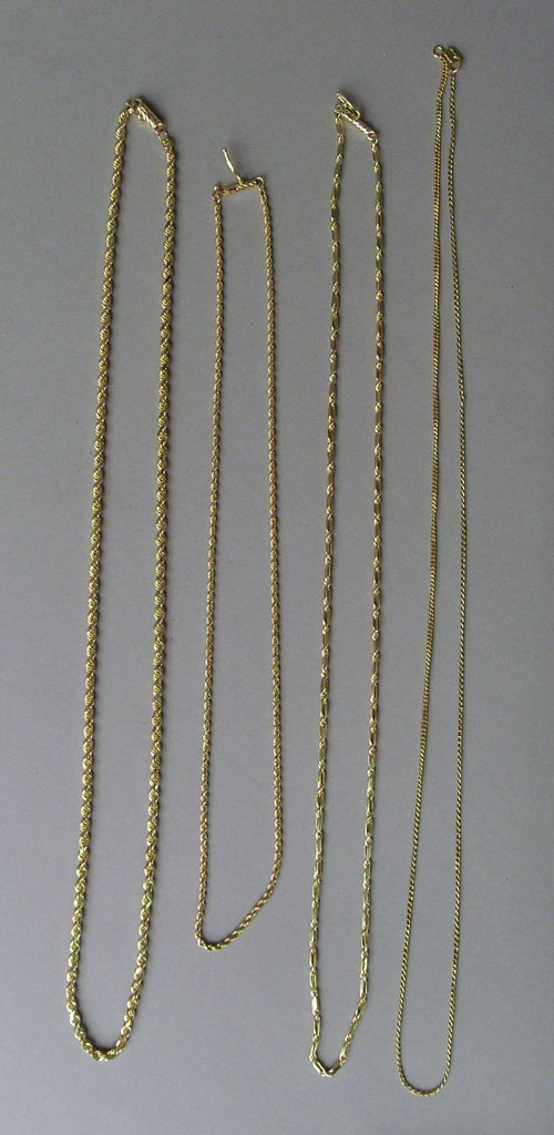 Appraisal: Four K yellow gold chains l l l and l