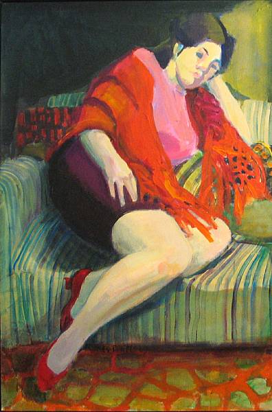 Appraisal: Frances Wright Runnels American - The red shawl signed 'Frances